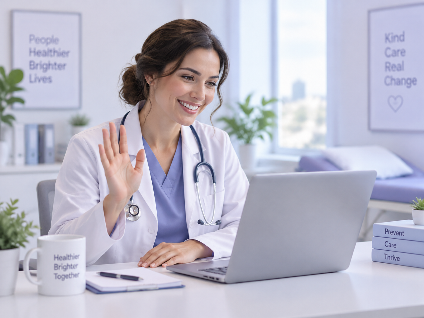 A Healthaide clinician meeting with a patient over video call